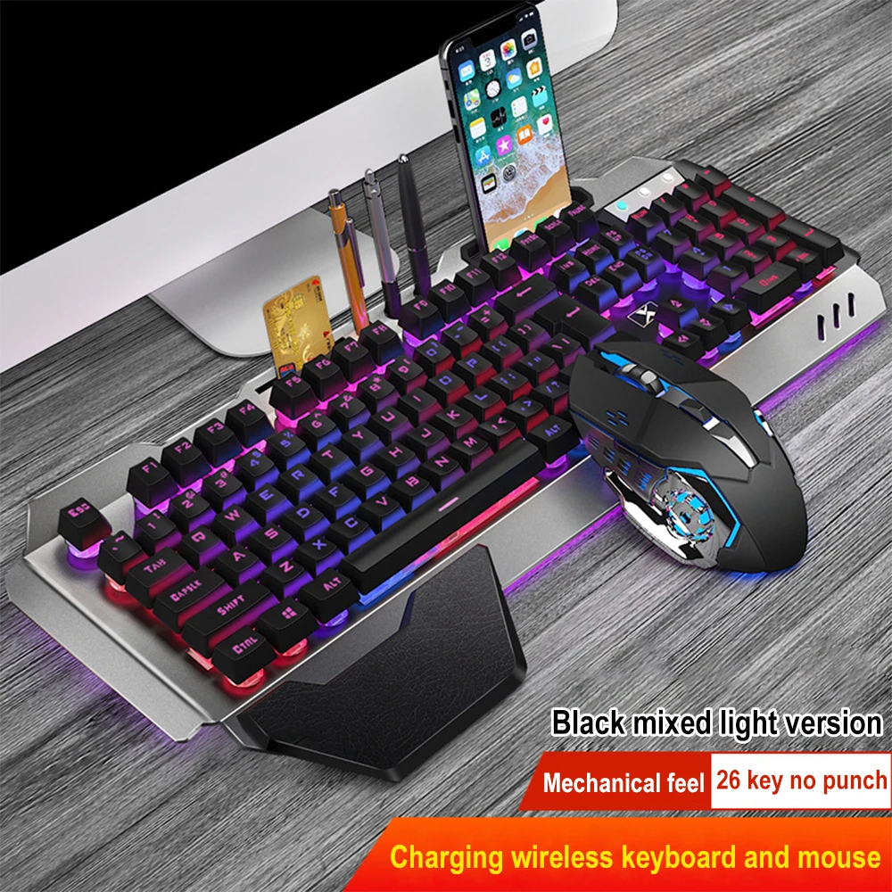 Gaming Keyboard Mouse And Headset Combo - ชุดแป้นพิมพ์และเมาส์ไร้สาย2.4G แบบชาร์จไฟได้ K680คีย์บอร์ดเกมใช้พอร์ตของสำนักงาน