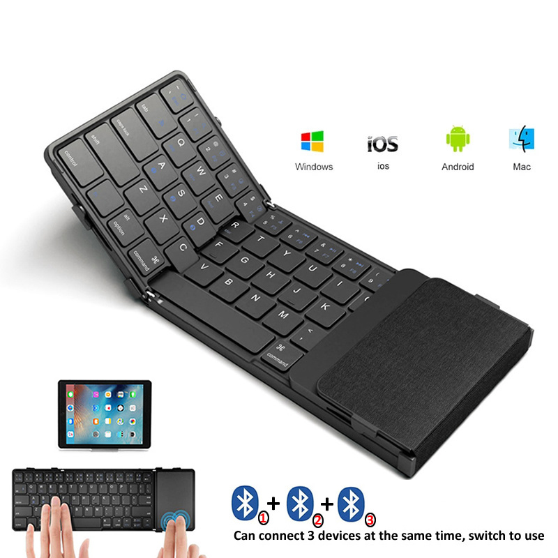 Gaming Keyboard Number Pad - BOW เกาหลี/รัสเซียคีย์บอร์ดพับไร้สายพร้อมทัชแพด/Numberpad ชาร์จคีย์บอร์ดบลูทูธแบบพับได้สําหรับแท็บเล็ต Ipad