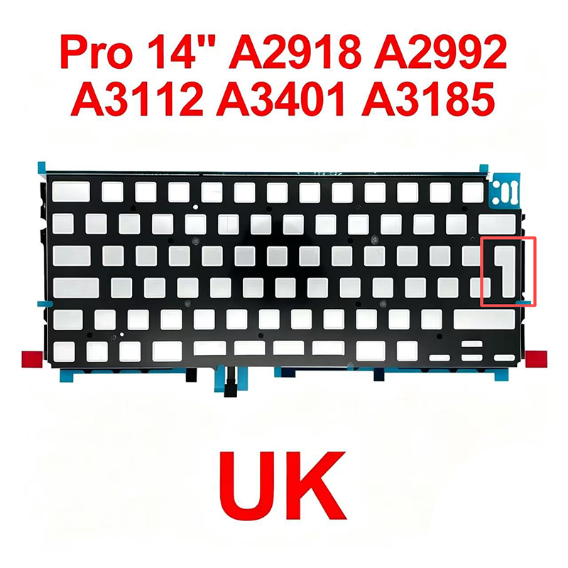 Gaming Keyboard Backlit - แผ่นไฟแบ็คไลท์คีย์บอร์ดใหม่สำหรับแล็ปท็อป UK สำหรับ MacBook Pro 14