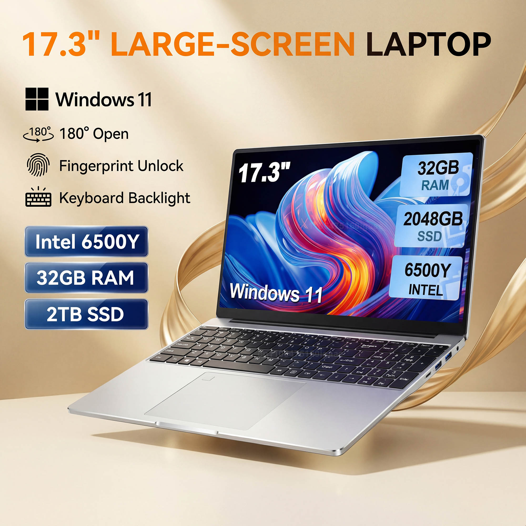 Gaming Keyboard Backlit - HOT แล็ปท็อปหน้าจอขนาดใหญ่ 17.3 นิ้ว Intel 6500Y