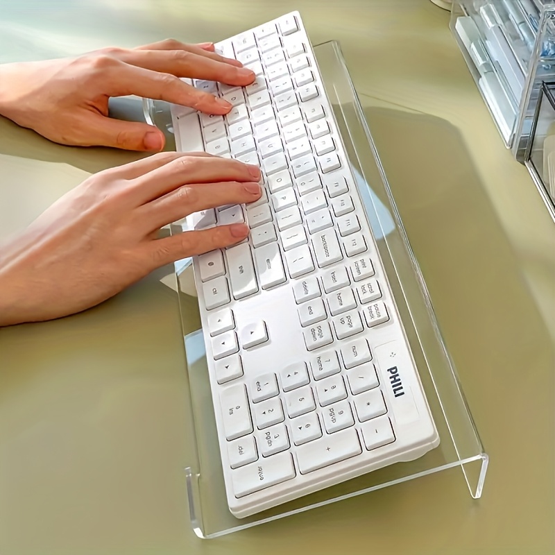 Gaming Keyboard Ergonomic - ขาตั้งคีย์บอร์ดอะคริลิค ตัวจัดระเบียบเดสก์ท็อปโปร่งใส เหมาะสําหรับสํานักงาน/บ้าน/เล่นเกม การออกแบบตามหลักสรีรศาสตร์กันลื่น