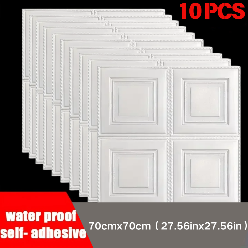 Pe Foam Sheet - วอลเปเปอร์กันกระแทกกันน้ำขนาด 70*70 ซม. สติ๊กเกอร์ติดผนังแบบมีกาวในตัว แผ่นโฟมสำหรับตกแต่งเพดาน ห้องครัว