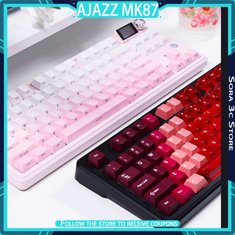 Gaming Keyboard Mechanical Wireless - AJAZZ MK87 คีย์บอร์ดเชิงกลไร้สายพร้อมปุ่มแบบเสียบได้และหน้าจอแสดงผล คีย์บอร์ดเกมมิ่งสำหรับสำนักงานแบบปรับแต่งได้ตามหลักสรีรศาสตร์ RGB
