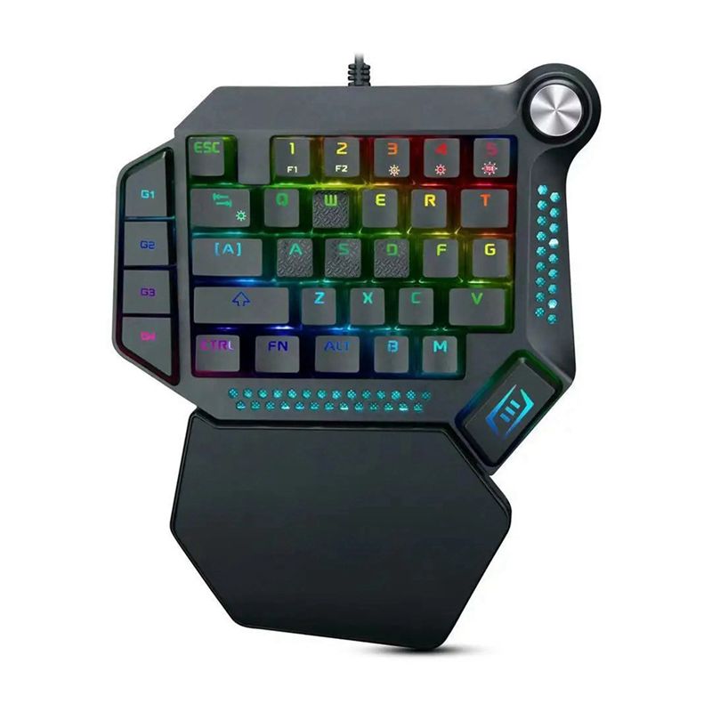Gaming Keyboard Training - AEF6-คีย์บอร์ดเกมมิ่งแบบใช้มือเดียว RGB แบ็คไลท์แบบพกพามินิเกมมิ่งคีย์บอร์ดเกมคอนโทรลเลอร์สำหรับนักเล่นเกมพีซี
