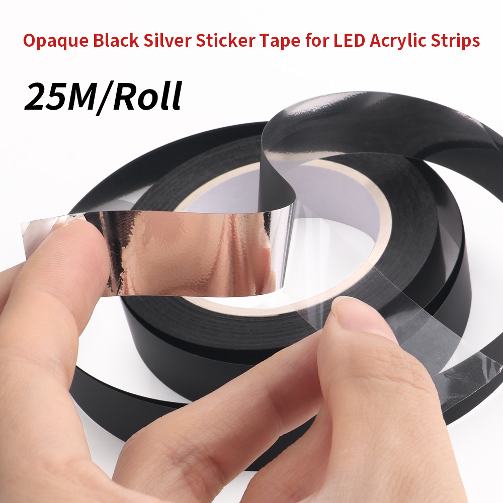 Rgb Underglow Strip - 25เมตร/ม้วนเทปสติ๊กเกอร์สีดำด้านเทปสติ๊กเกอร์สีเงินทึบแสงสีดำสำหรับแถบไฟ LED อะคริลิคแถบไฟ RGB ล้อมรอบแบบเต็มรูปแบบอุปกรณ์เสริม