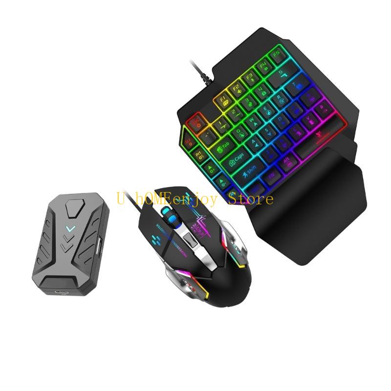 Gaming Keyboard Mini - ตัวแปลงคีย์บอร์ดและเมาส์สำหรับเล่นเกม B0KF อะแดปเตอร์คีย์บอร์ดและเมาส์พร้อมเอฟเฟกต์การสั่นสะเทือนสำหรับเกมมือถือบนมือถือ