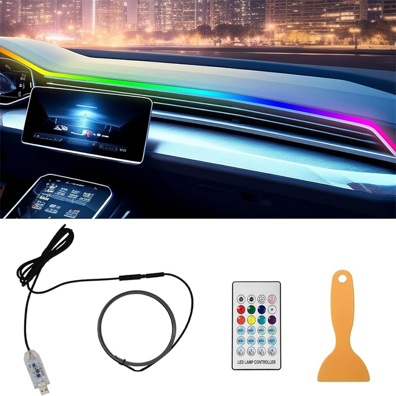 Rgb Underglow Strip - สีสัน LED ภายในรถซ่อน App รีโมทคอนโทรลบรรยากาศโคมไฟ USB