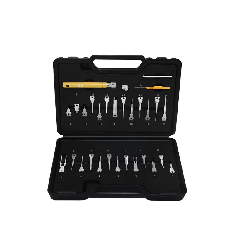 Aviator Connector Kit - ชุดเครื่องมือถอดพินเทอร์มินัลอัตโนมัติและการบิน 27 ชิ้น - ตัวถอดพินขั้วต่อสายไฟพร้อมตัวดันและตะขอ