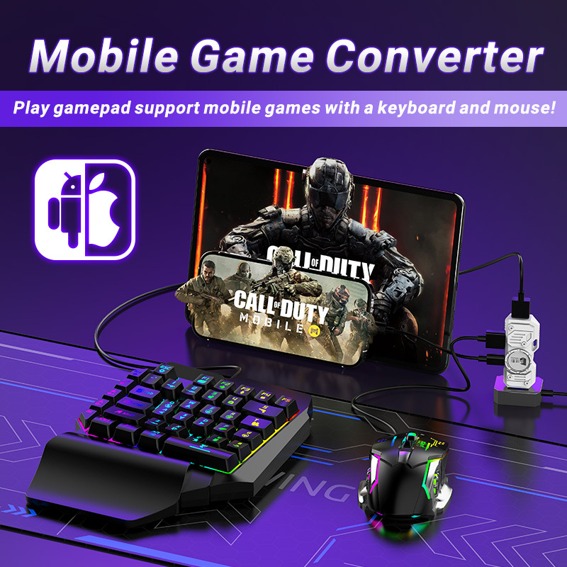 Gaming Keyboard Mouse And Headset Combo - ชุดแปลงเกมมือถือ Mobilador Gamer Kit คีย์บอร์ดและเมาส์คอมโบ คีย์บอร์ดเกมมิ่ง