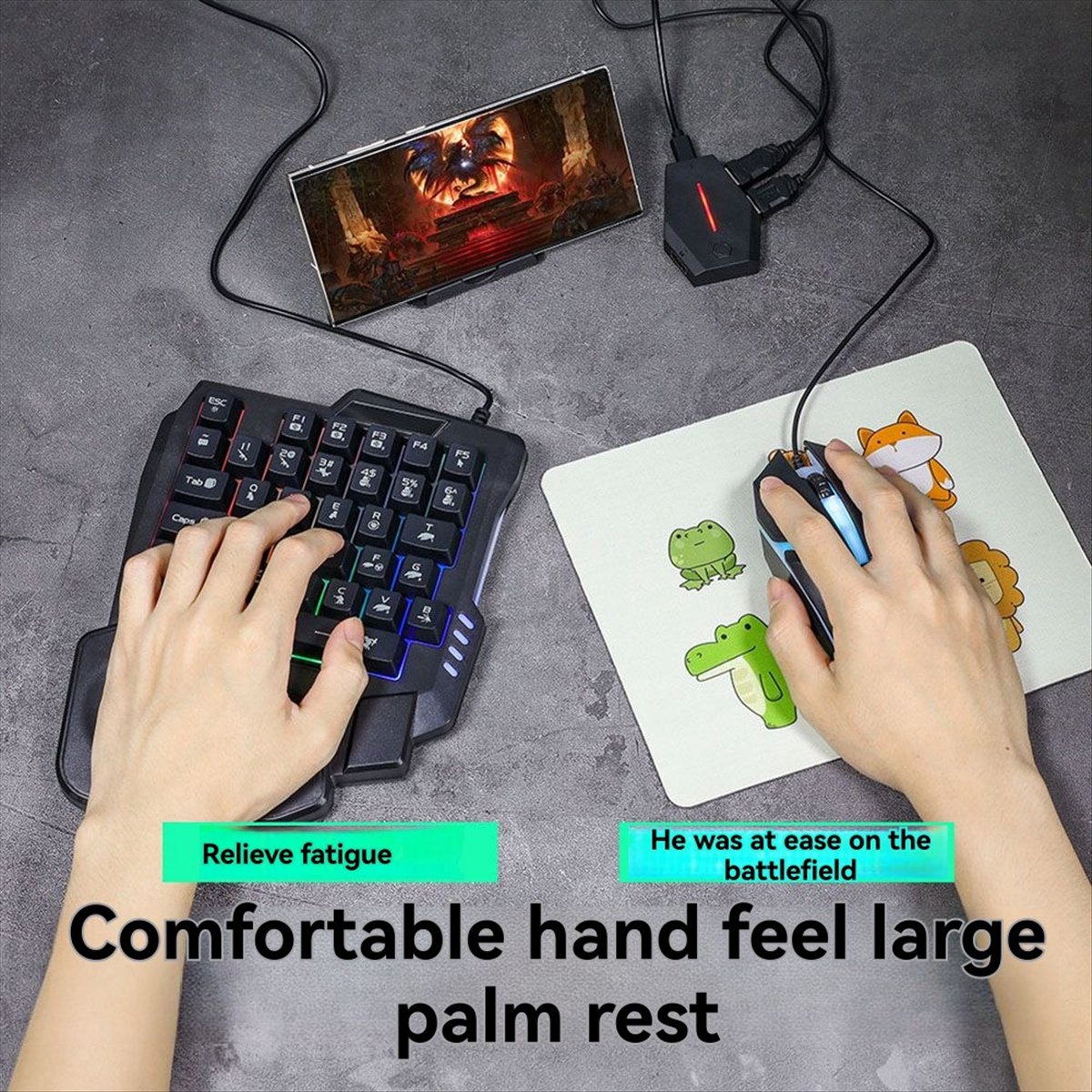 Gaming Keyboard 1 Hand - คีย์บอร์ดเกมมิ่ง Goodprice 35Key Ergonomics RGB +