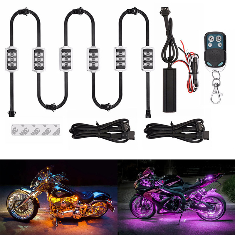 Rgb Underglow Strip - Niscardaรถจักรยานยนต์RGB LEDสมาร์ทเบรคไฟบรรยากาศด้วยรีโมทคอนโทรลไร้สายMotoหลอดไฟตกแต่งชุด