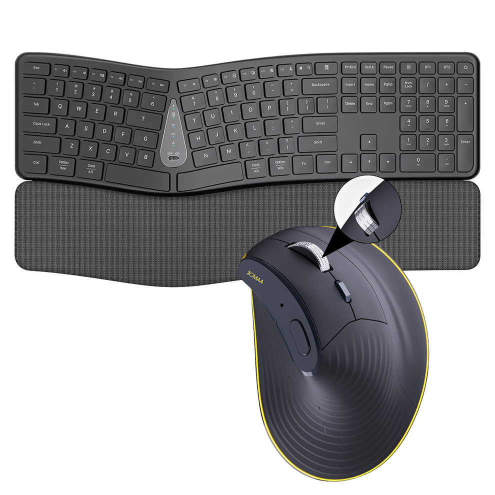 Gaming Keyboard Mouse And Headset Combo - ชุดคีย์บอร์ดและเมาส์ไร้สาย 2.4G, การพิมพ์ที่สะดวกสบายเป็นธรรมชาติ, ที่พักฝ่ามือ, ชุดคีย์บอร์ดบลูทูธแบบชาร์จได้สำหรับหลายอุปกรณ์
