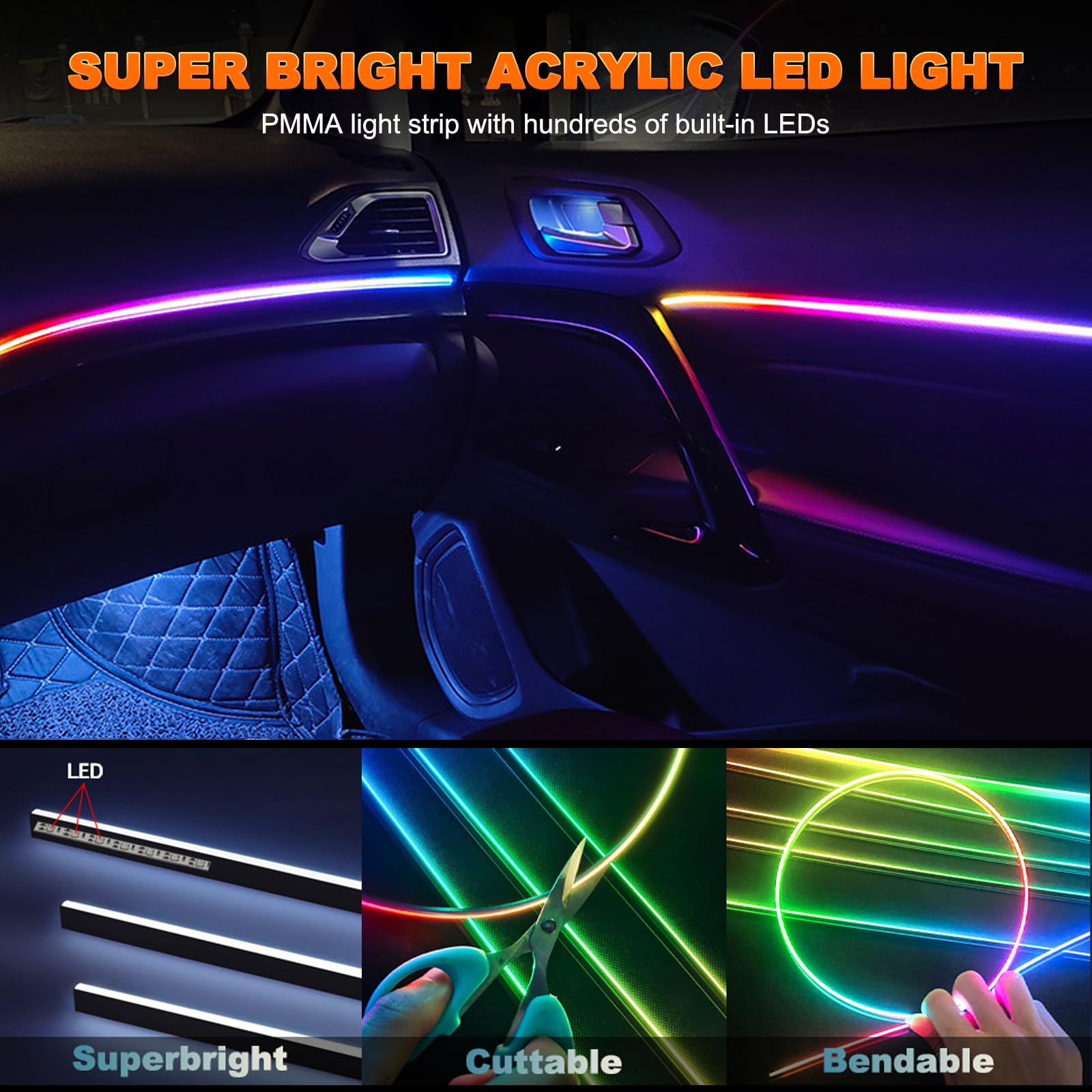 ไฟนีออน2IN1ไดนามิกภายในรถแถบไฟ - Rgb Underglow Strip บทวิจารณ์และราคา
