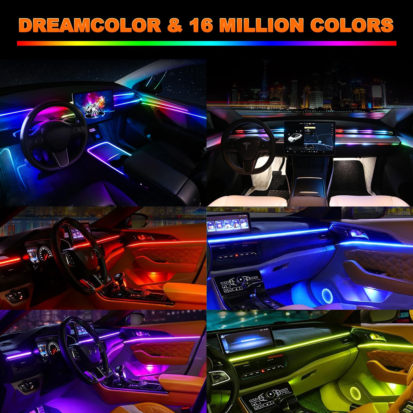 ไฟนีออน2IN1ไดนามิกภายในรถแถบไฟ - Rgb Underglow Strip บทวิจารณ์และราคา