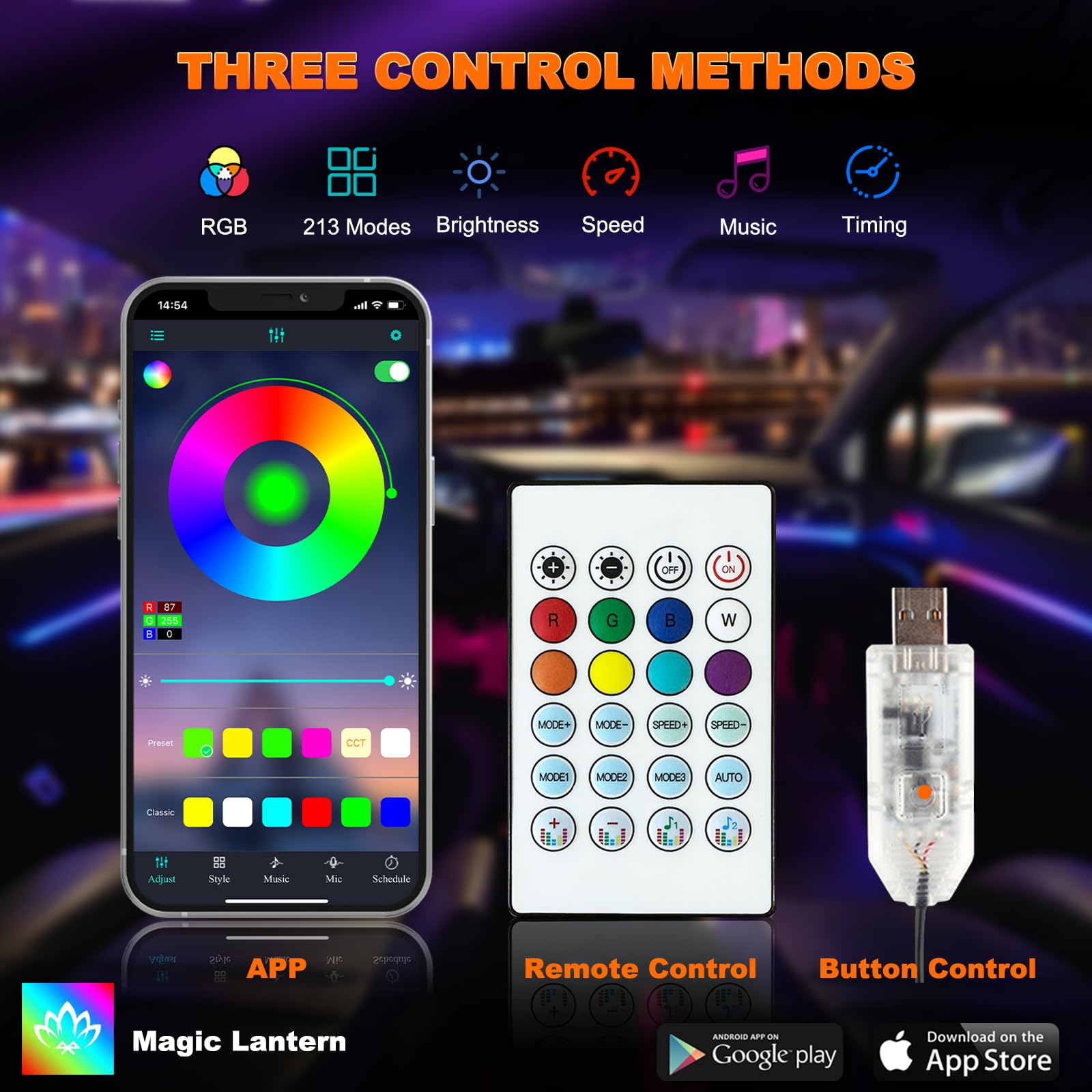 ไฟนีออน2IN1ไดนามิกภายในรถแถบไฟ - Rgb Underglow Strip บทวิจารณ์และราคา