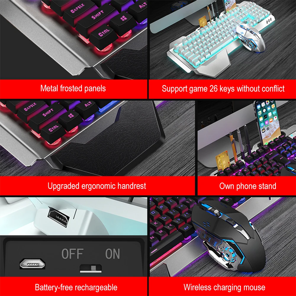 ชุดแป้นพิมพ์และเมาส์ไร้สาย2.4G - Gaming Keyboard Mouse And Headset Combo บทวิจารณ์และราคา