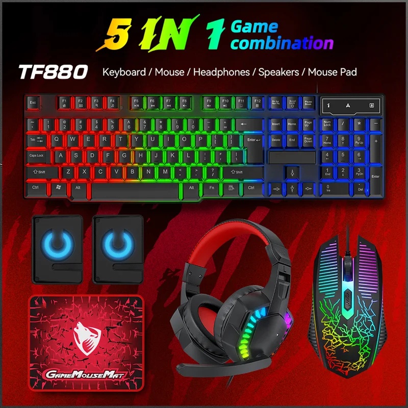ชุดคอมโบเกมมิ่ง 5-in-1 ประกอบด - Gaming Keyboard Mouse And Headset Combo บทวิจารณ์และราคา