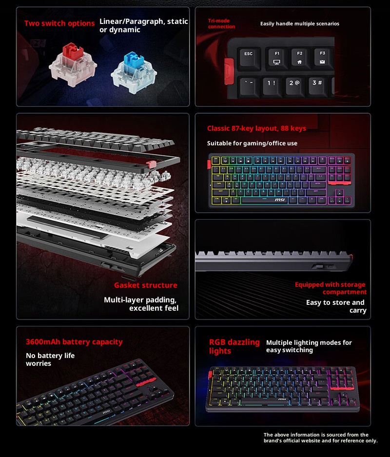 คีย์บอร์ดเกมมิ่งไร้สาย MSI FOR - Gaming Keyboard Mechanical Wireless บทวิจารณ์และราคา