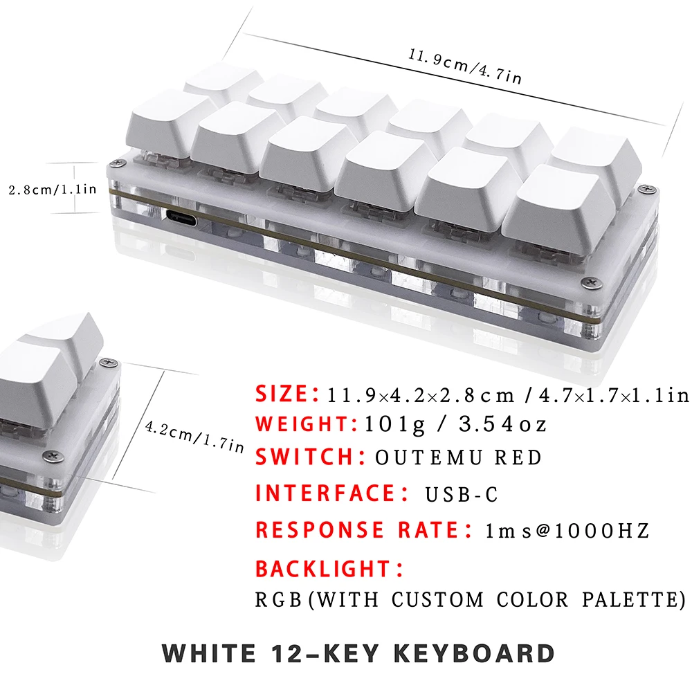 12 ปุ่มมินิเกมคีย์บอร์ด One Ha - Gaming Keyboard 1 Hand บทวิจารณ์และราคา