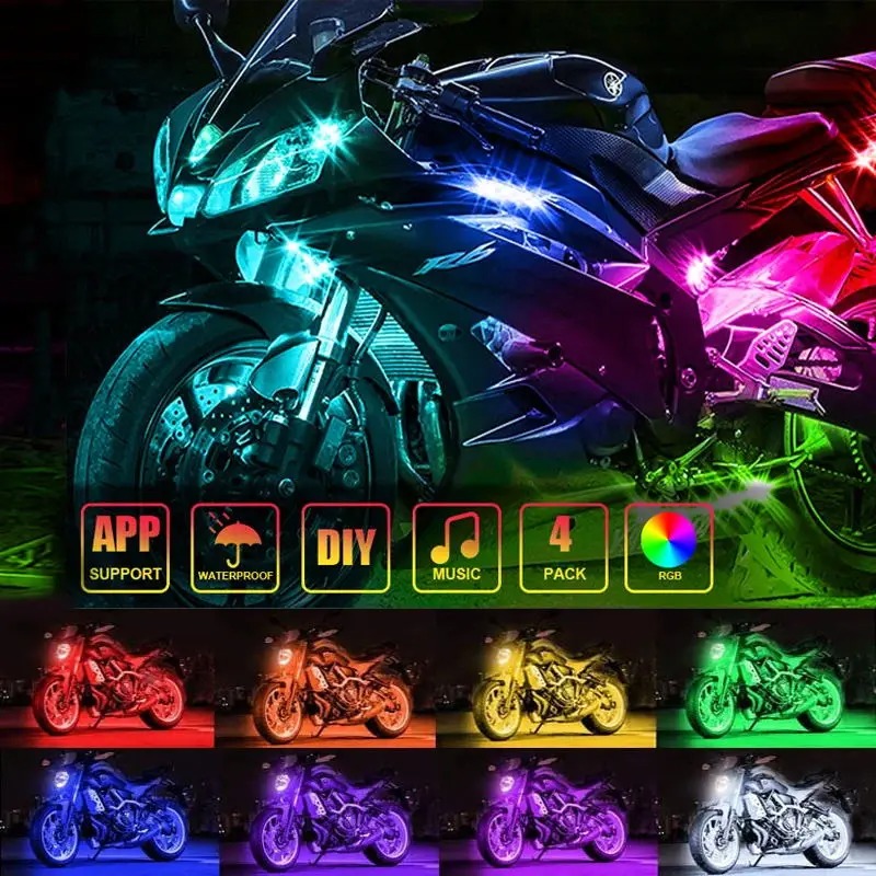 รถจักรยานยนต์ LED ไฟตกแต่ง RGB - Rgb Underglow Strip บทวิจารณ์และราคา