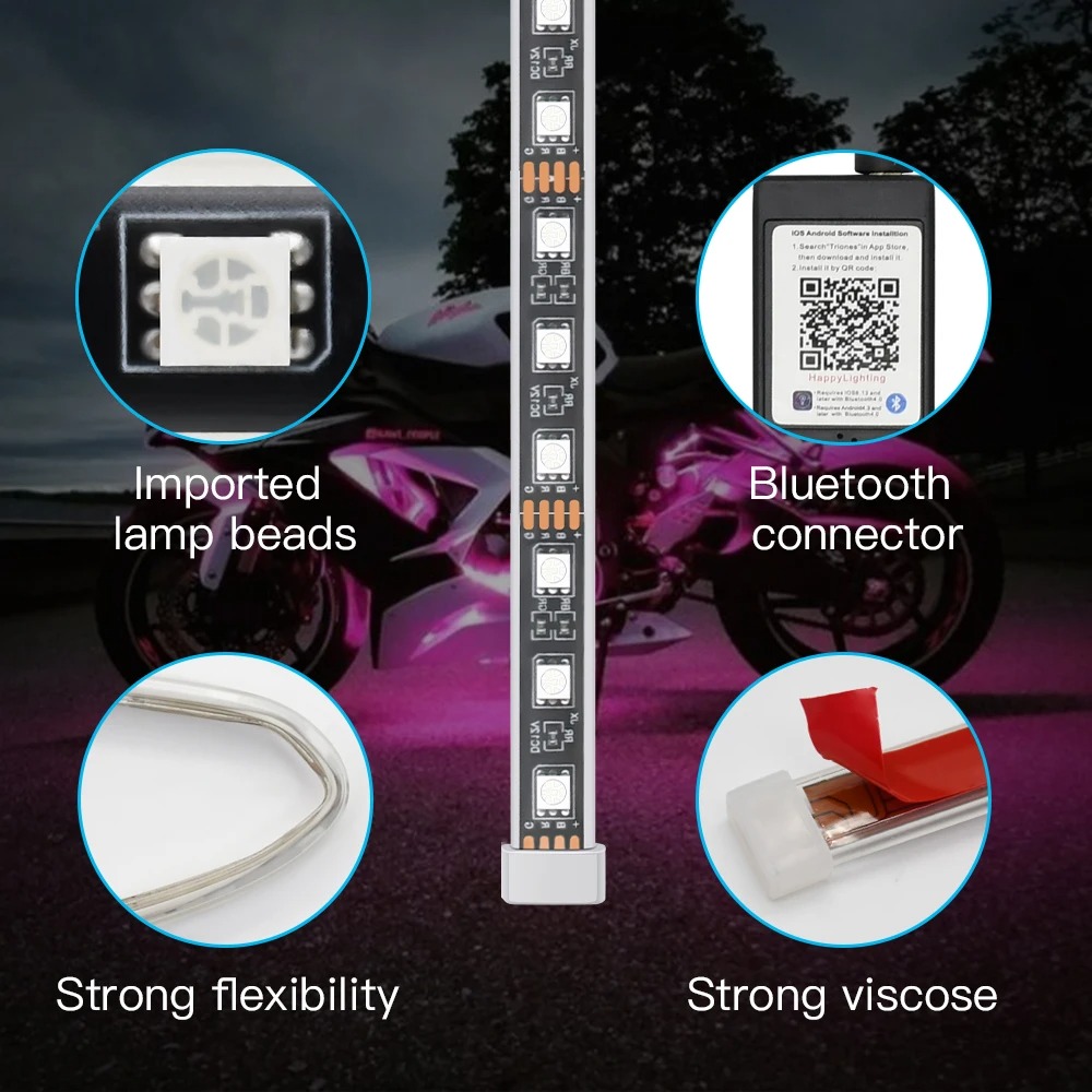 รถจักรยานยนต์ LED ไฟตกแต่ง RGB - Rgb Underglow Strip บทวิจารณ์และราคา