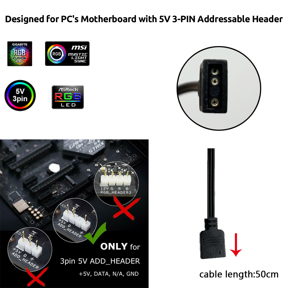 หัวต่อ 5V ARGB 3 พิน สำหรับเคส - Rgb Underglow Strip บทวิจารณ์และราคา