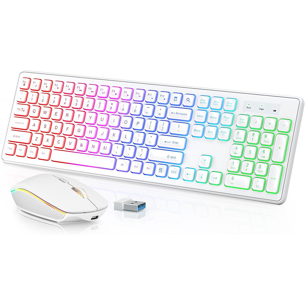 คีย์บอร์ดและเมาส์ไร้สายแบบมีไฟ - Gaming Keyboard Mouse And Headset Combo บทวิจารณ์และราคา