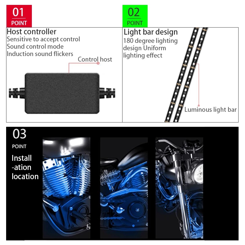 LED รถจักรยานยนต์ตกแต่ง Ambien - Rgb Underglow Strip บทวิจารณ์และราคา